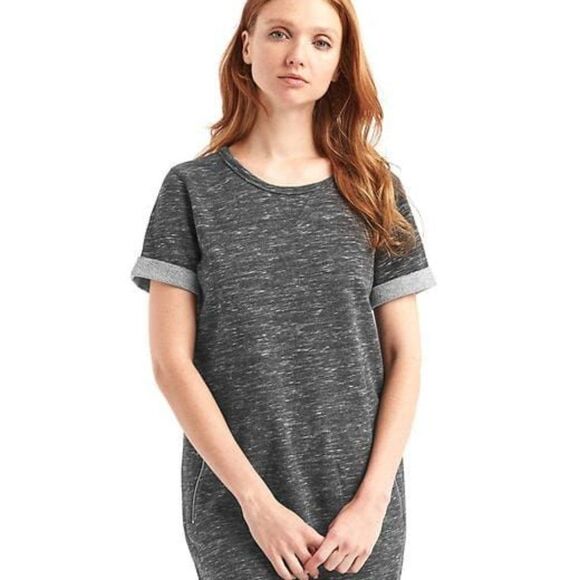 Gap Women's Rolled Sleeve Sweatshirt Dress Grey - Picture 1 of 5